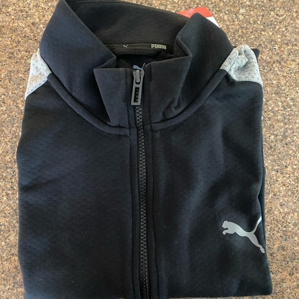 Puma Men’s Track Athelitic Jacket, Black with Grey/Silver - Picture 6 of 6